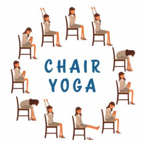 clipart image of different chair yoga poses