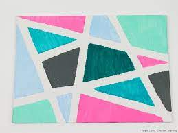 painting with pinks and blues geometric shapes