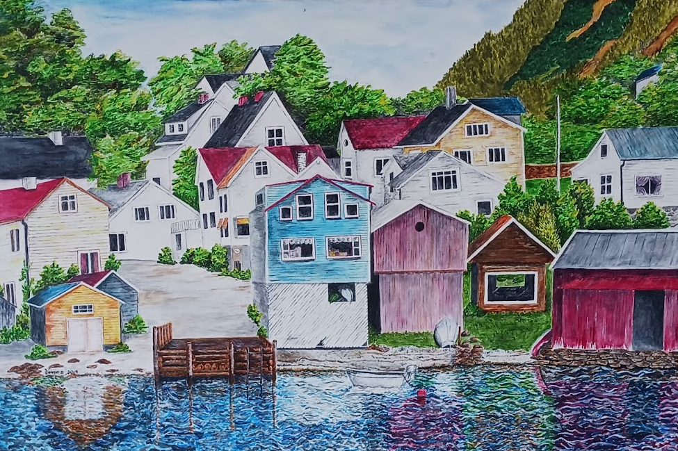 seaside village painting