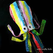 painted octopus craft with bubble wrap tentacles