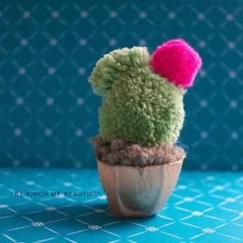 cactus made of green pom poms