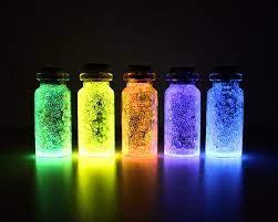 colored jars of glow in the dark liquid