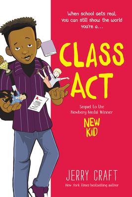 African American kid in a purple shirt and jeans holding a book next to a red background with the title in yellow text.