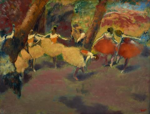 Edgar Degas Paining Before The Performance. Female Ballet Dancers Getting Ready To Perform 