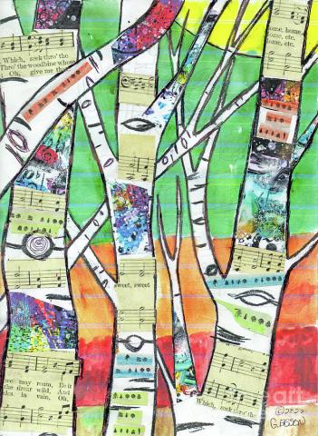 Join us to create birch tree collage art.