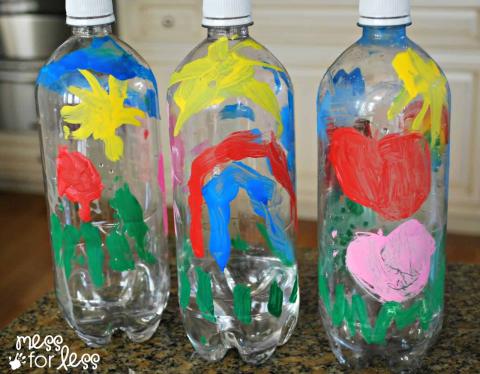 painted soda bottles