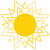 Bright yellow sun illustration with triangular rays