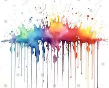 colors of paint splashed on a paper dripping down