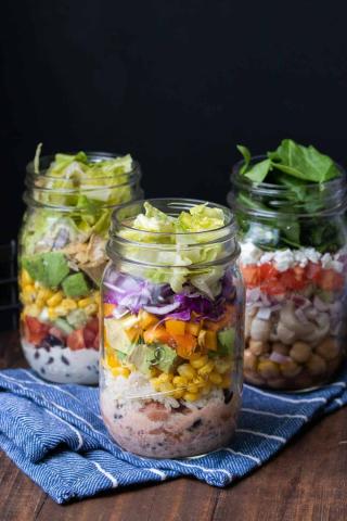 Using seasonal vegetables and protein, let's make a salad in a jar.