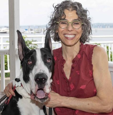 Jackie White and Willis the Great Dane