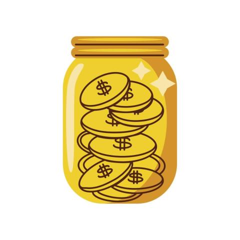 gold coins jar