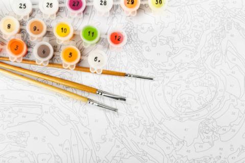 Paint by number on canvas.