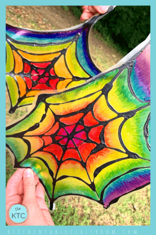 rainbow colored spiderwebs