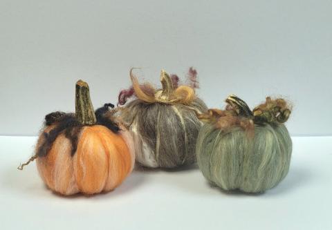 Needle felting pumpkins