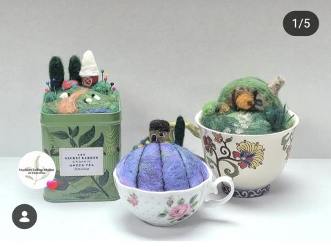 Tea Cup Felted Art