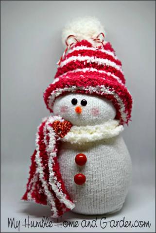 snowman with red hat and scarf