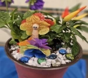 garden with plants and mushroom type fairies