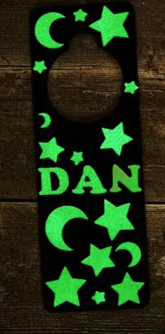 door hanger with glow in the dark stars on it