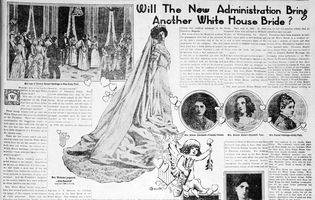 newspaper clipping with an article about white house brides