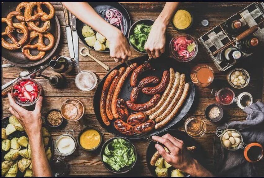 a spread of traditional German food