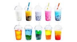 different colors of boba tea