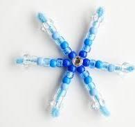 snowflake made of beads and pipe cleaners