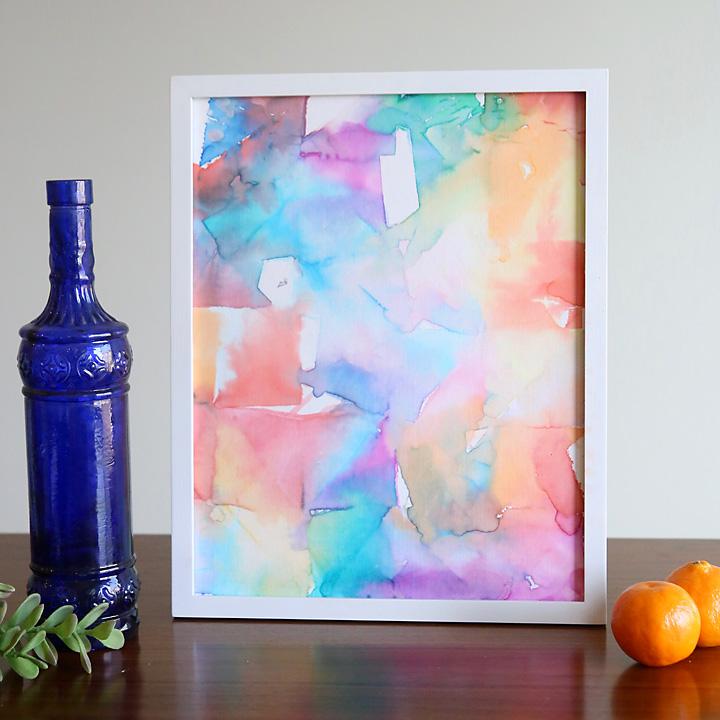 art that looks like watercolor made with different colored tissue paper and water