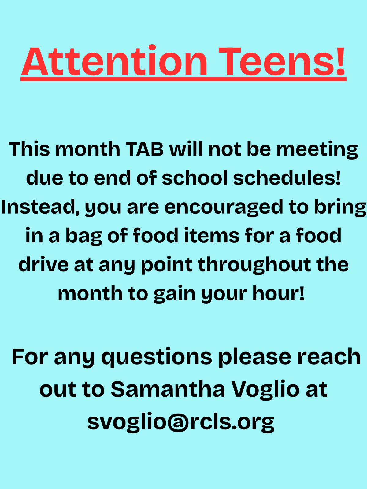 Food Drive this Month!