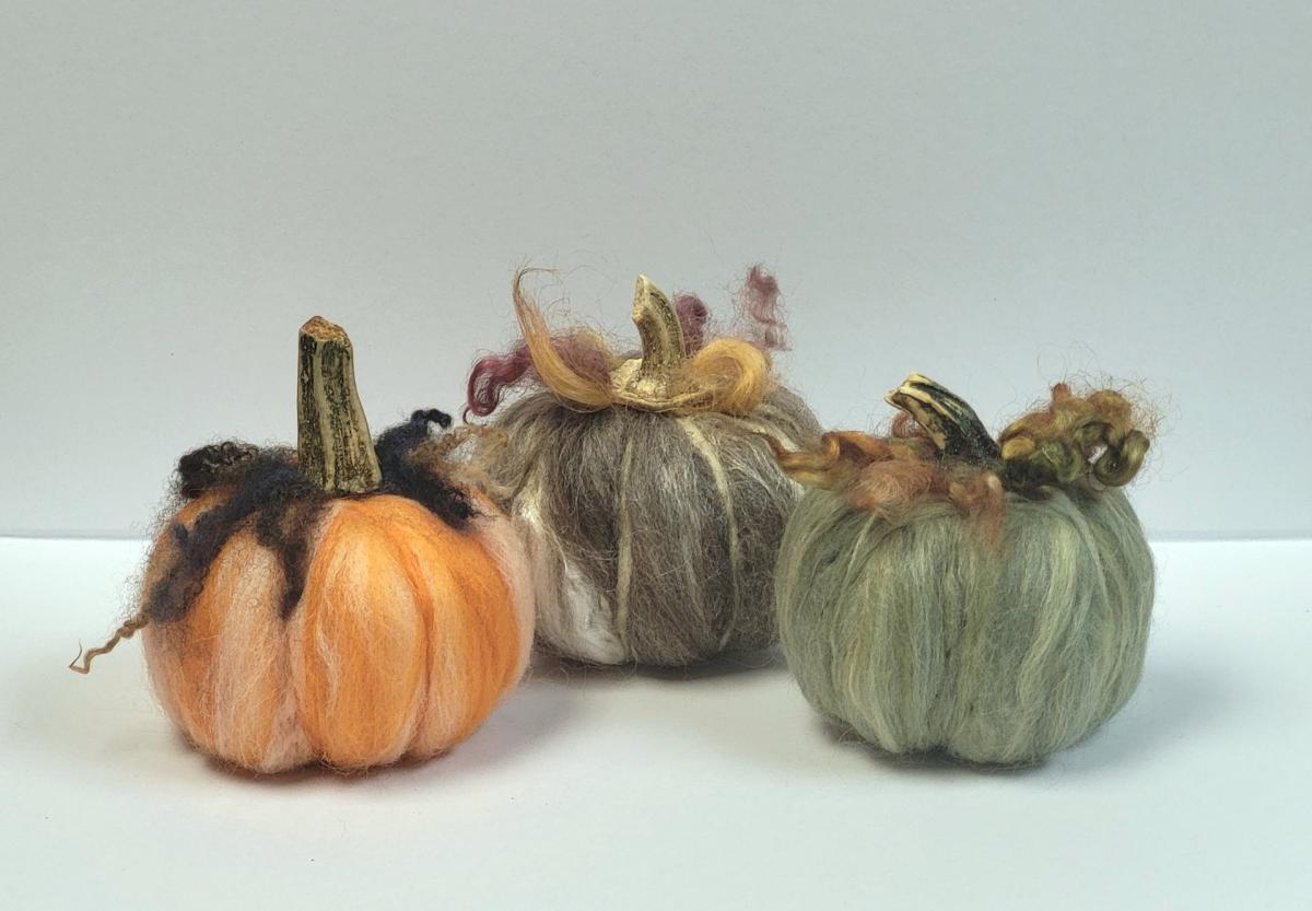 Needle felting pumpkins